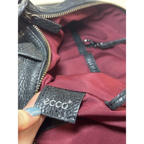 Ecco Black Pebbled Leather Hobo Shoulder Bag Vintage Y2K Genuine Cow Leather - Picture 10 of 10